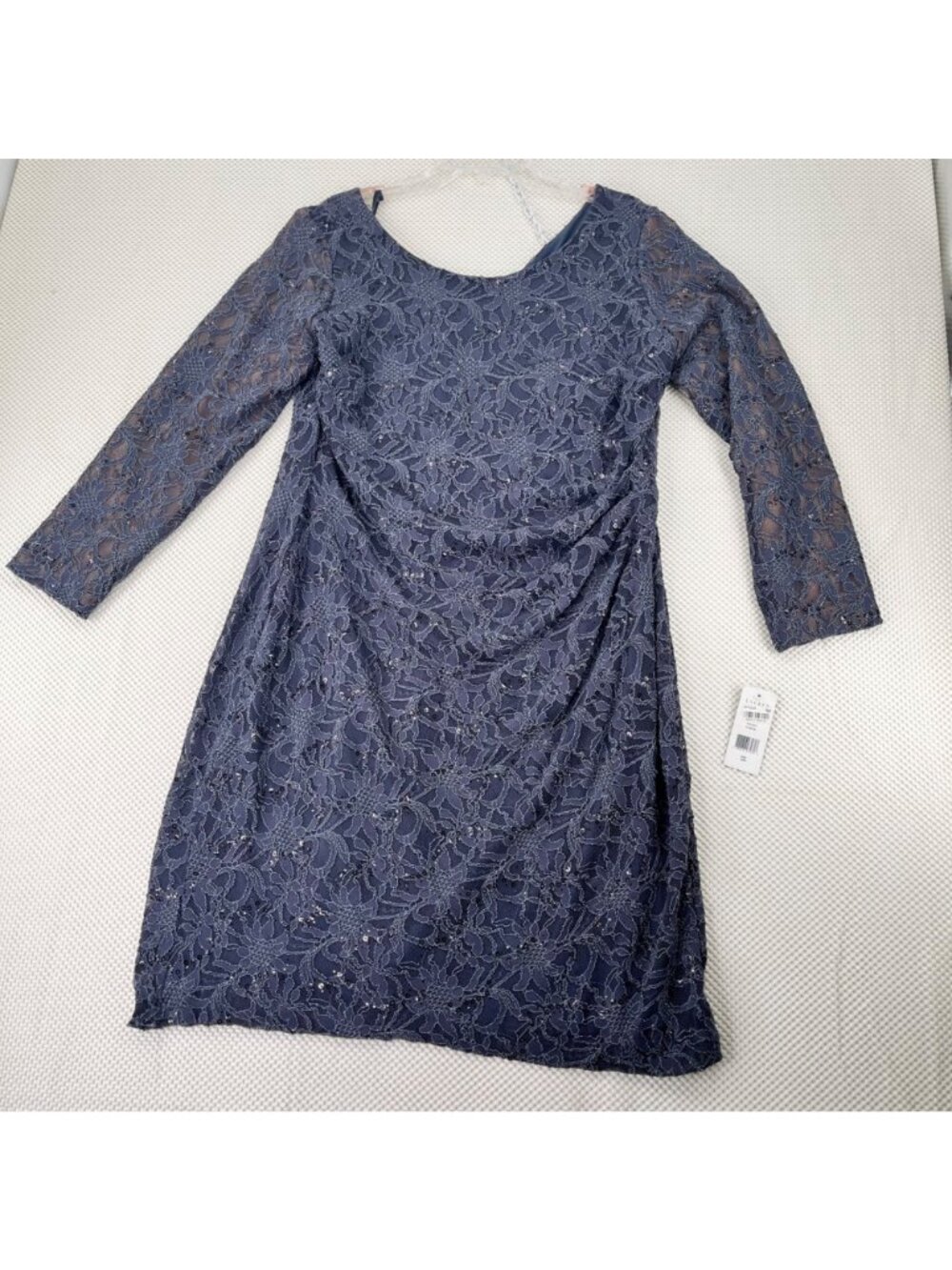 Lauren Ralph Lauren Blue Onyx Lace Dress 18W Plus Size Beaded Cocktail NWT - Picture 2 of 6